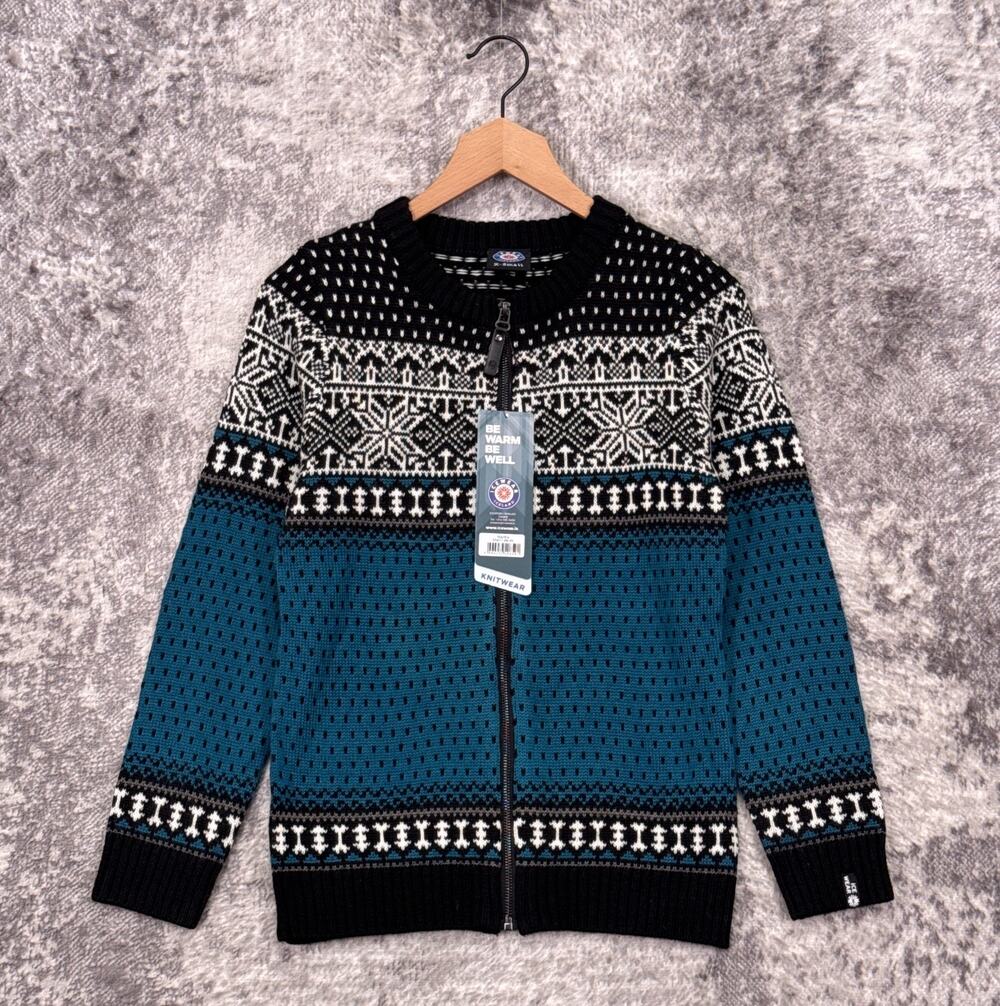 New Icewear Iceland Sweater XS Womens Fair Isle Full Zip Wool Blend